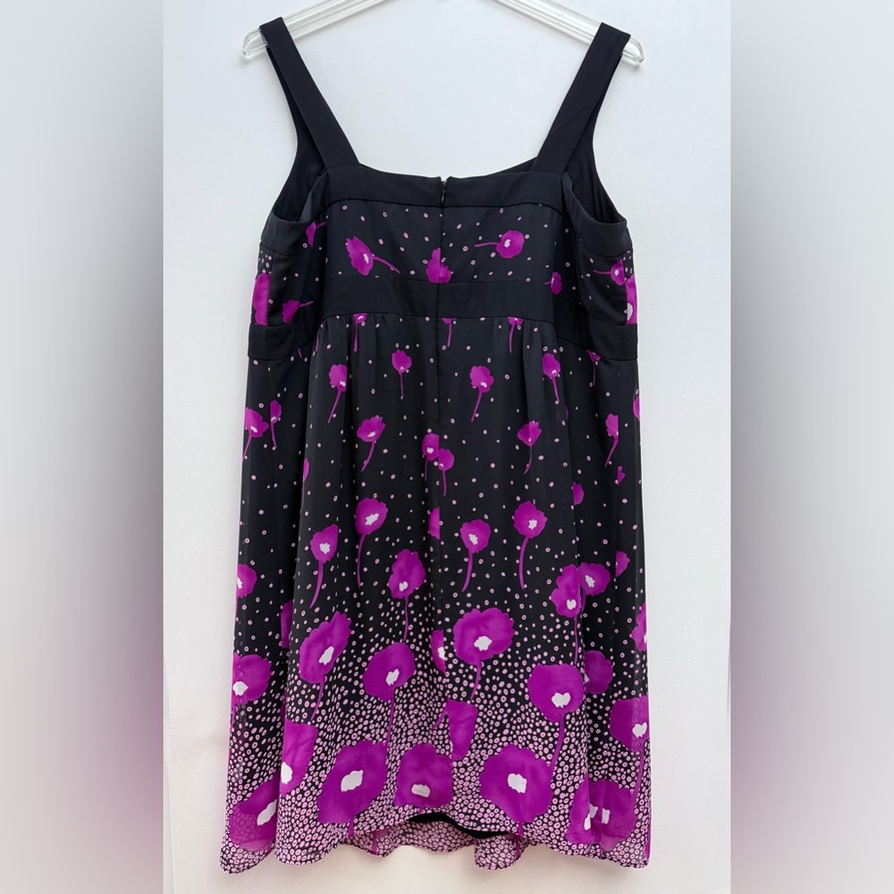 S.L. Fashions Vintage Black & Purple Floral Polka Dot Empire Waist | Dress 20W - Picture 9 of 12